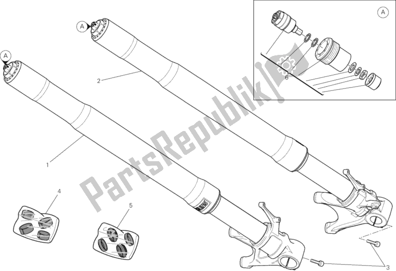 All parts for the Front Fork of the Ducati Superbike 1199 Panigale S ABS 2014